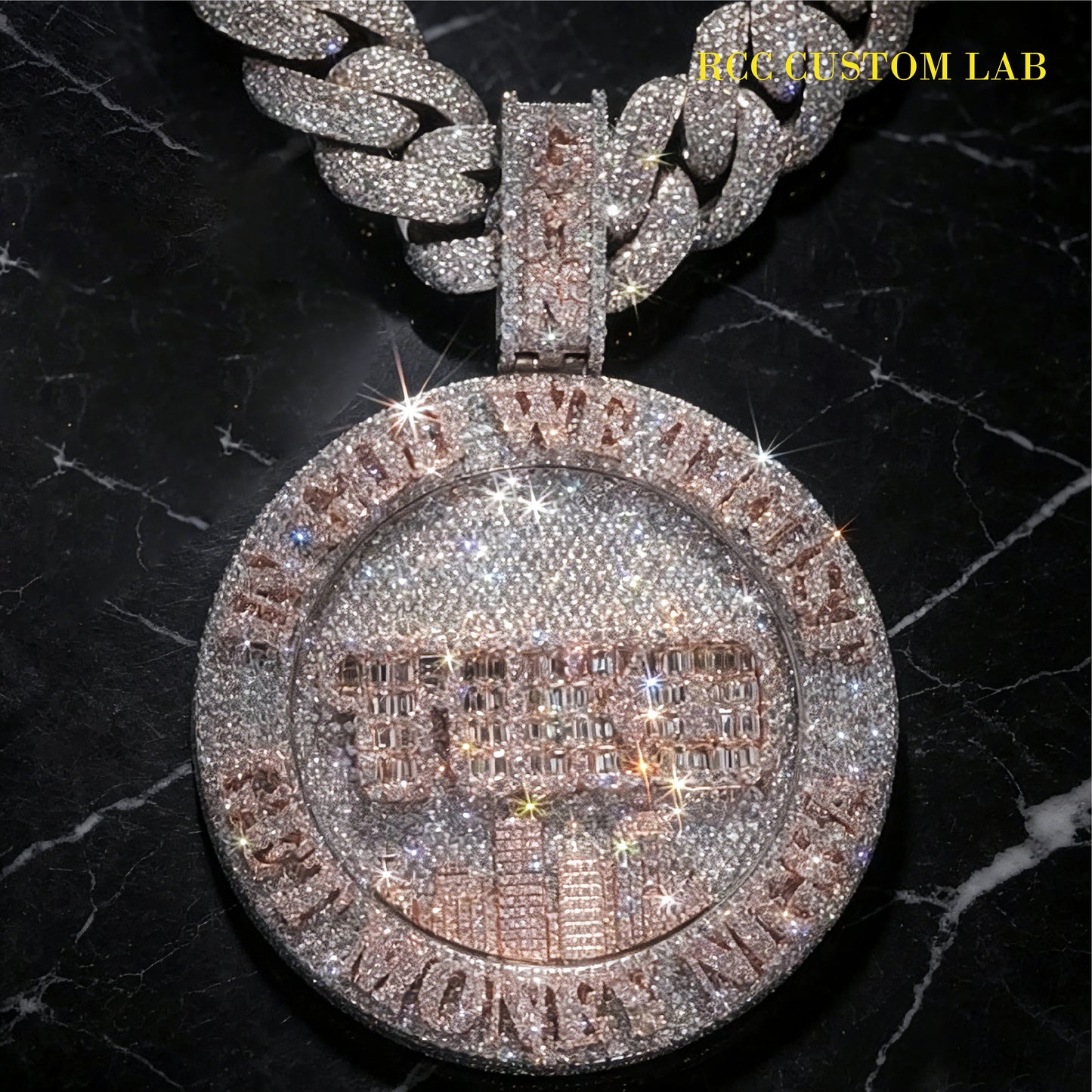 Iced Out "TFG" Cityscape Pendant【R116】