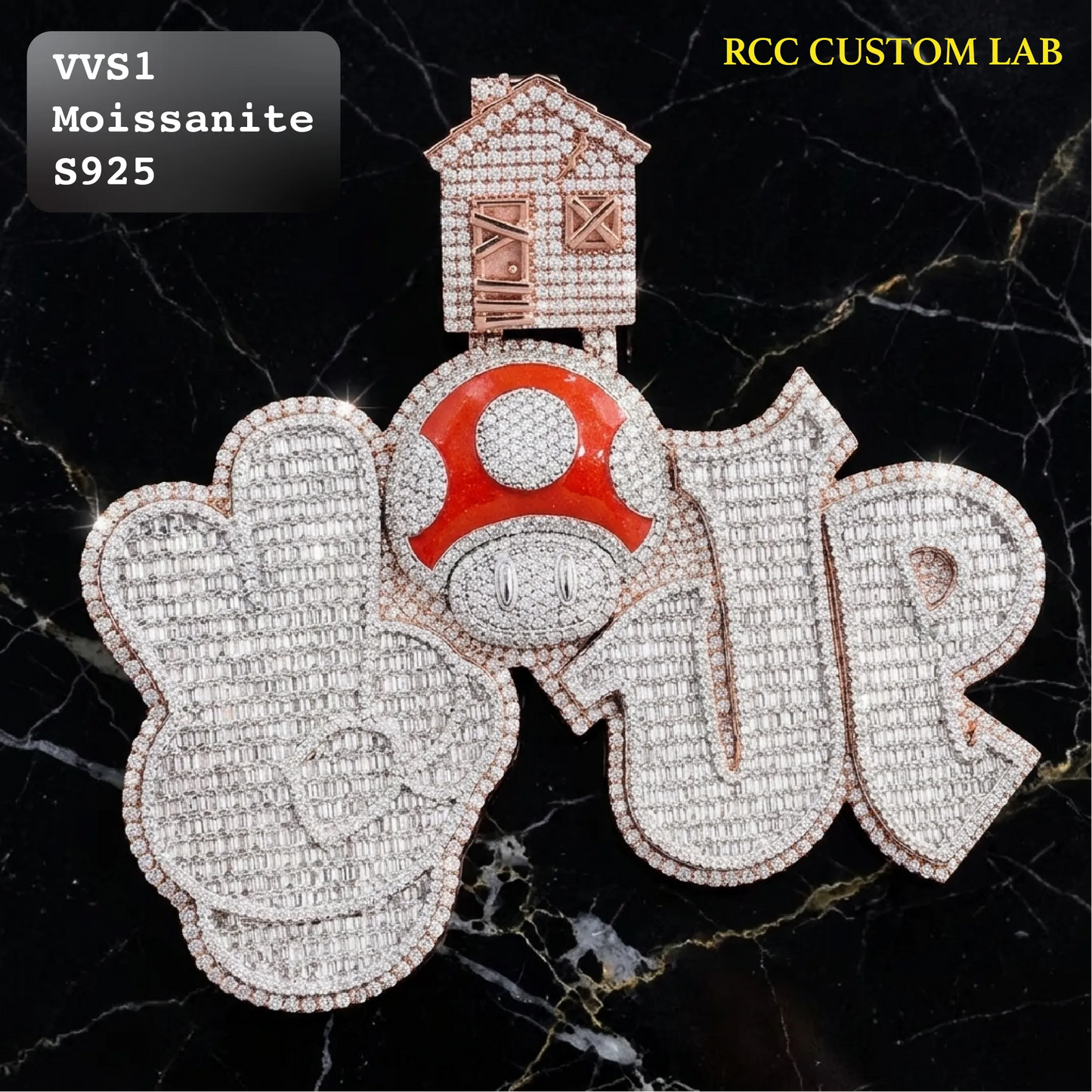 Iced Out Custom House Mushroom Moissanite Hip Hop Pendant【R215】