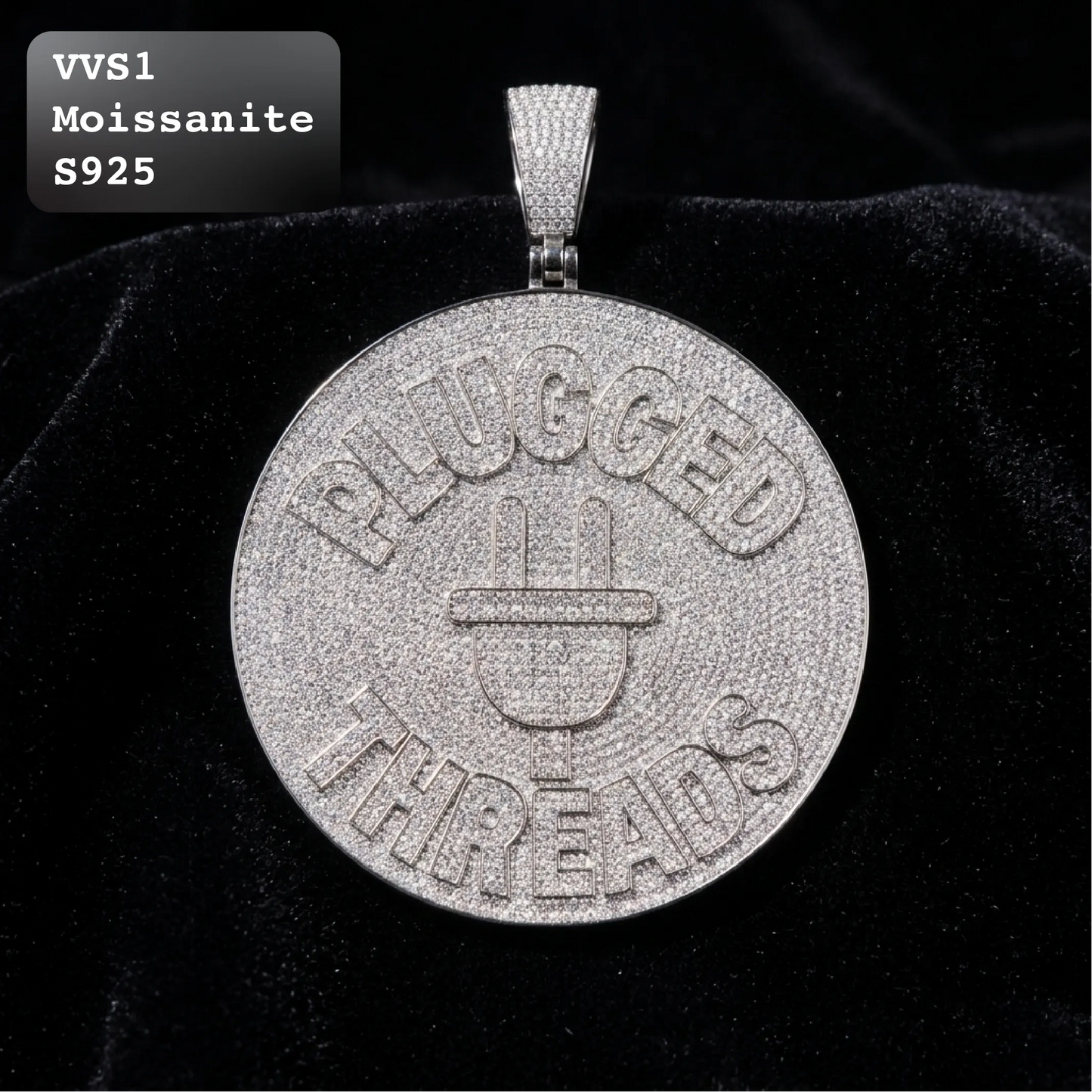 Iced Out PLUGGED THREADS Moissanite Hip Hop Pendant【A294】