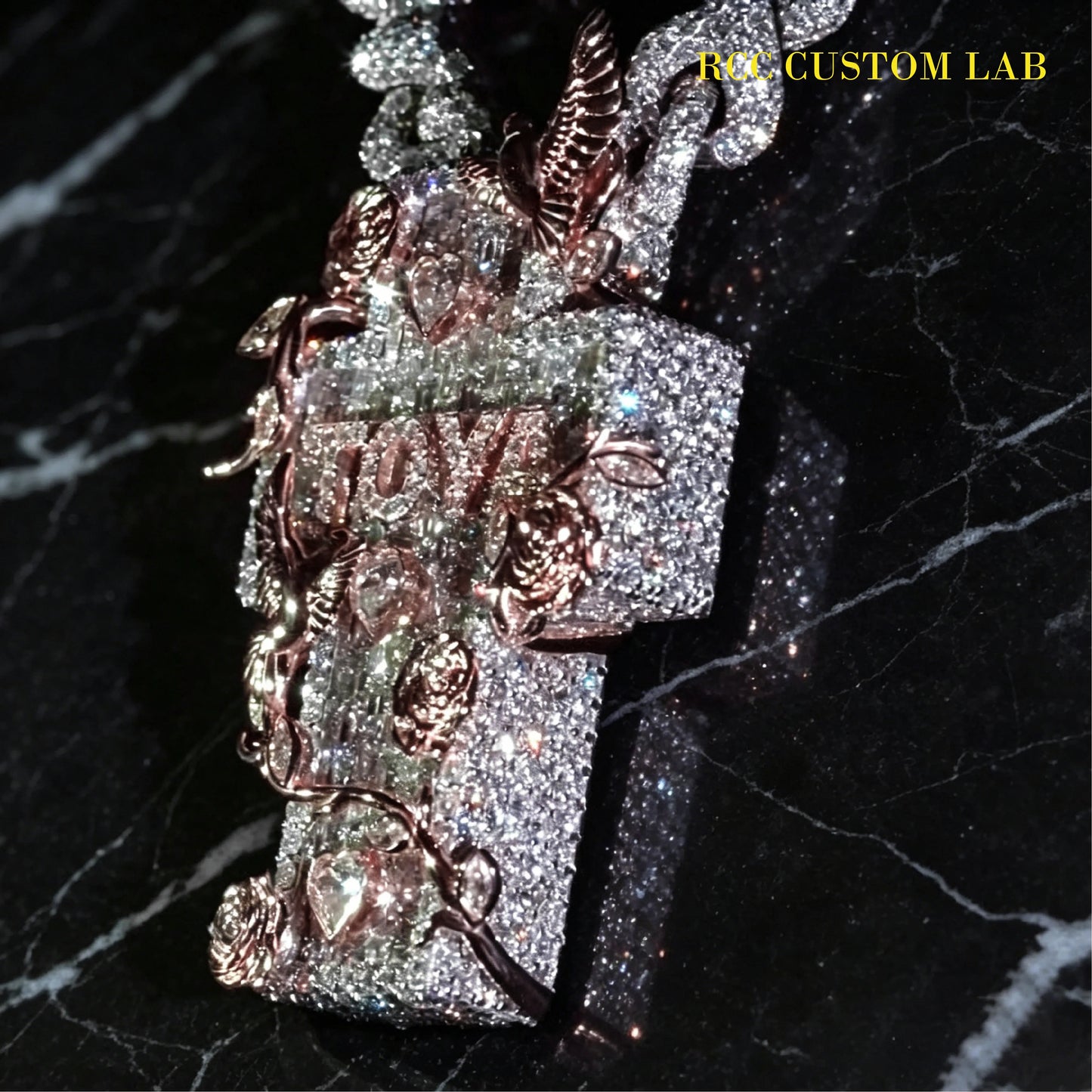 Rose & Dove Cross Pendant【R125】