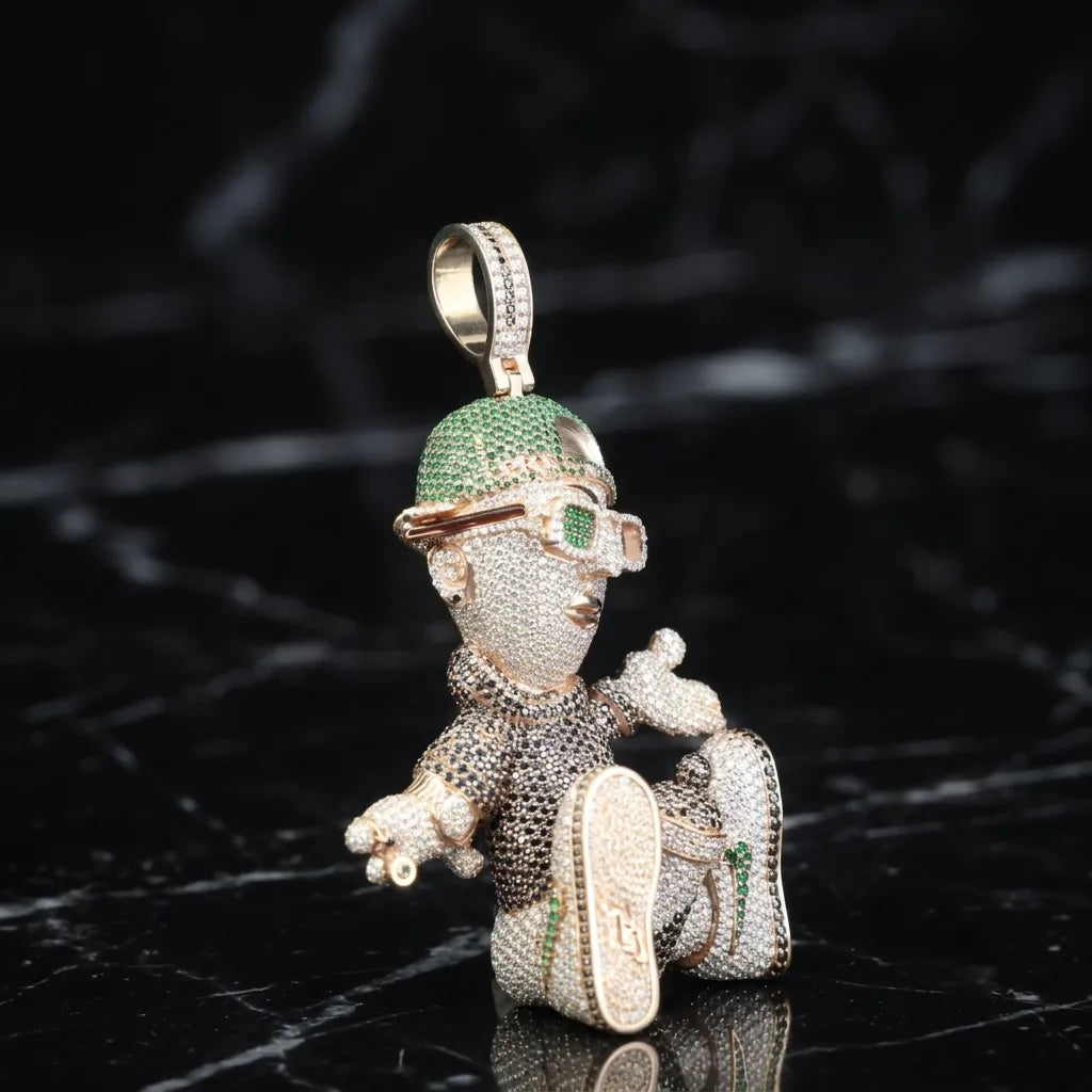 Iced Out Custom Detailed Sitting Figure Hip Hop Pendant【R210】