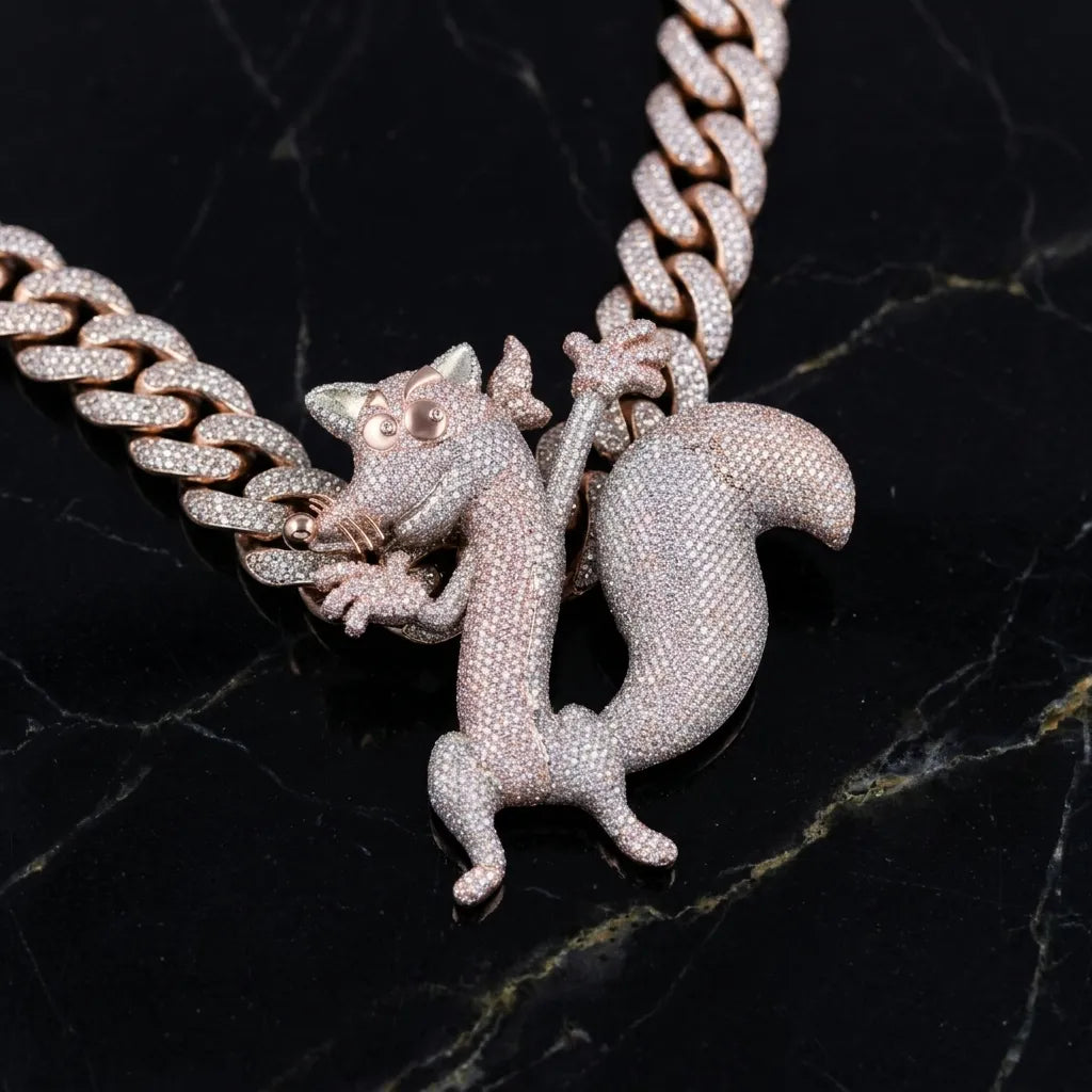 Iced Out Rose Gold Fox Hip Hop Pendant【R209】