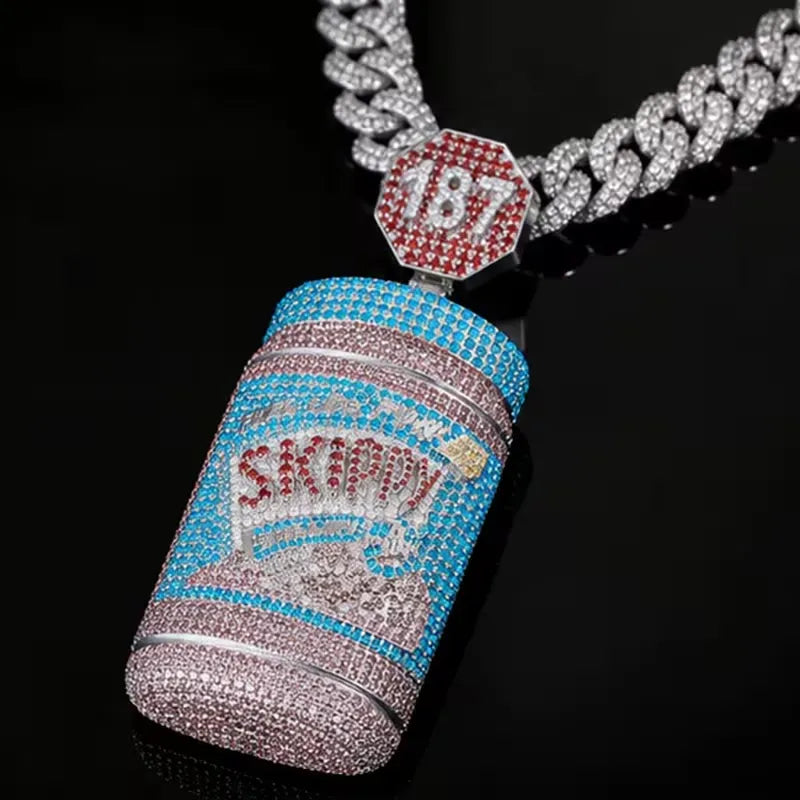 Iced Out Skippy Jar 187 Stop Sign Moissanite Pendant【R278】