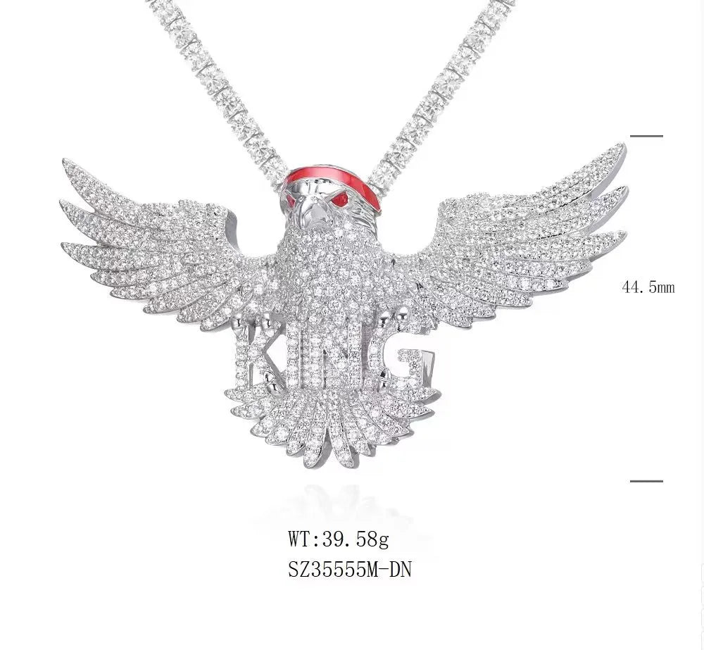 Iced Out KING Eagle Moissanite Hip Hop Pendant【A275】