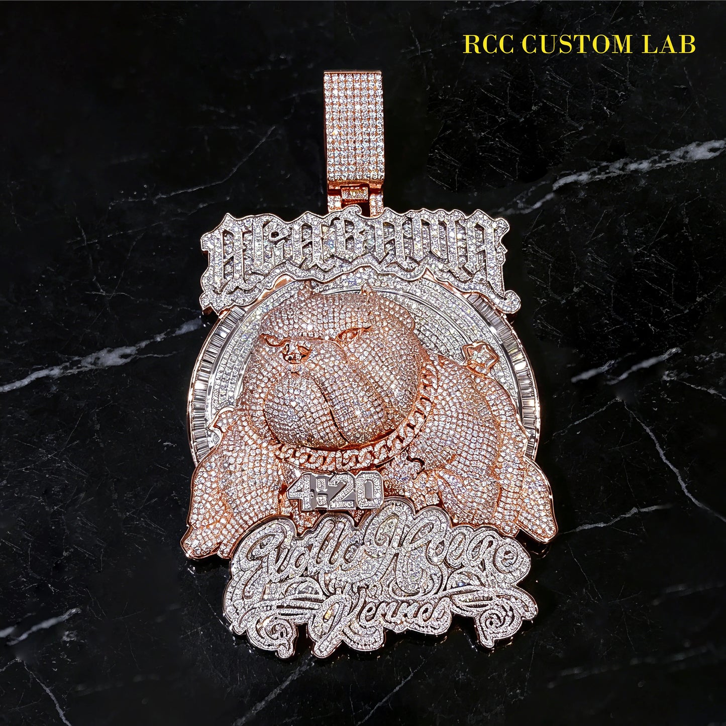 Iced Out Alabama Exotic Kennel Bulldog Pendant【R102】