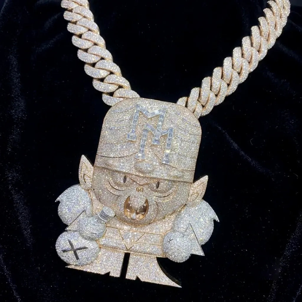 Iced Out Cartoon Character MM Logo Hip Hop Pendant【A261】