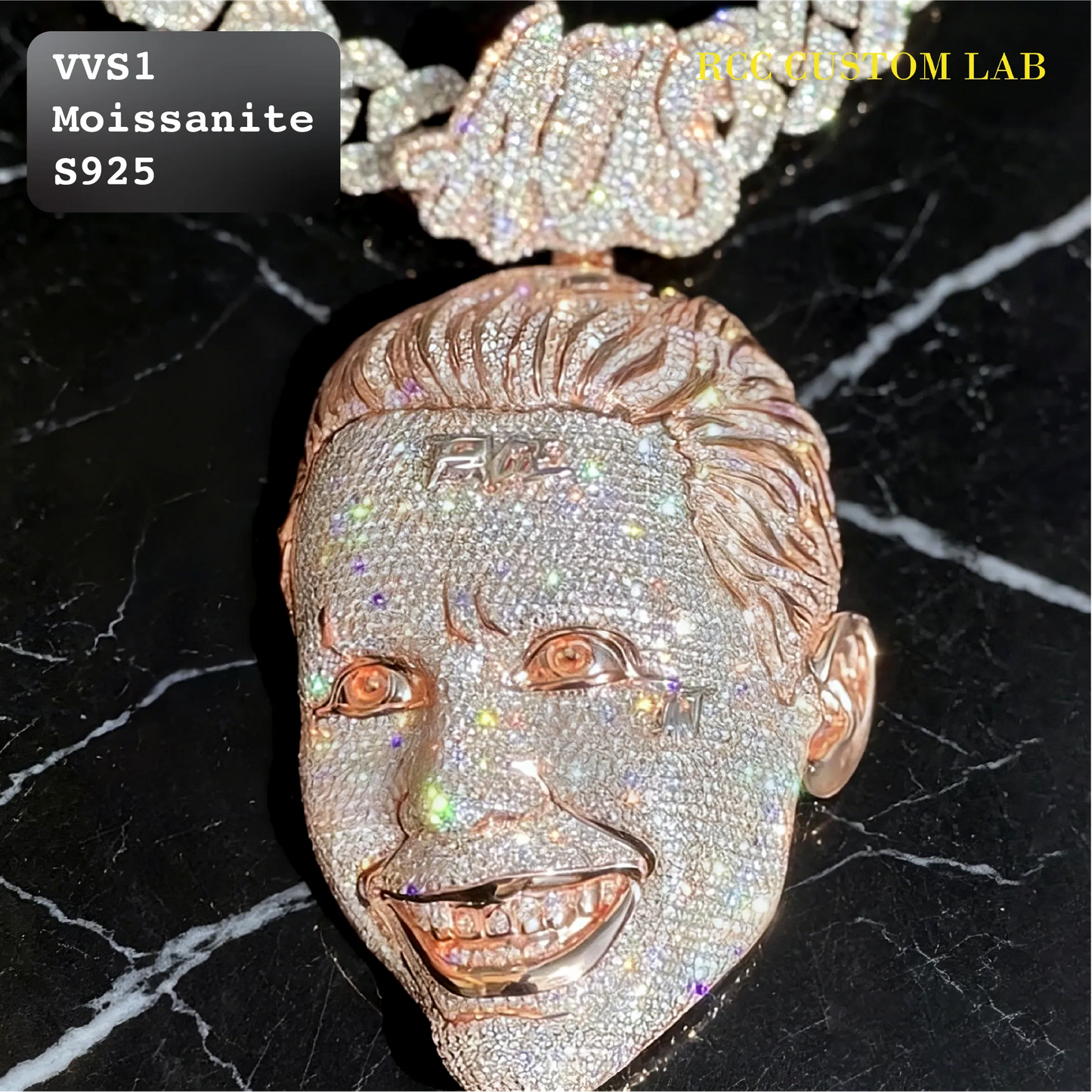 Iced Out Moissanite 3D Portrait Pendant【R138】