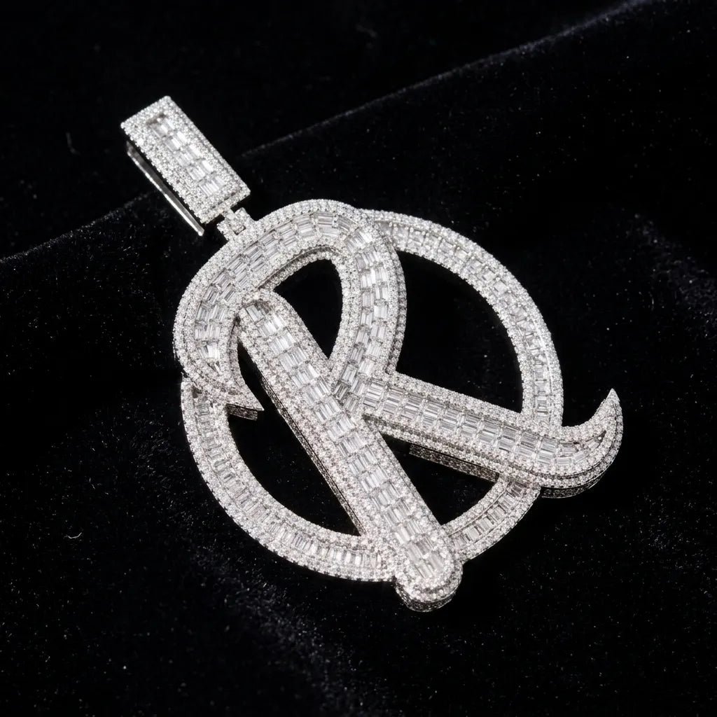 Iced Out Initial RQ Lettering Hip Hop Pendant【A264】