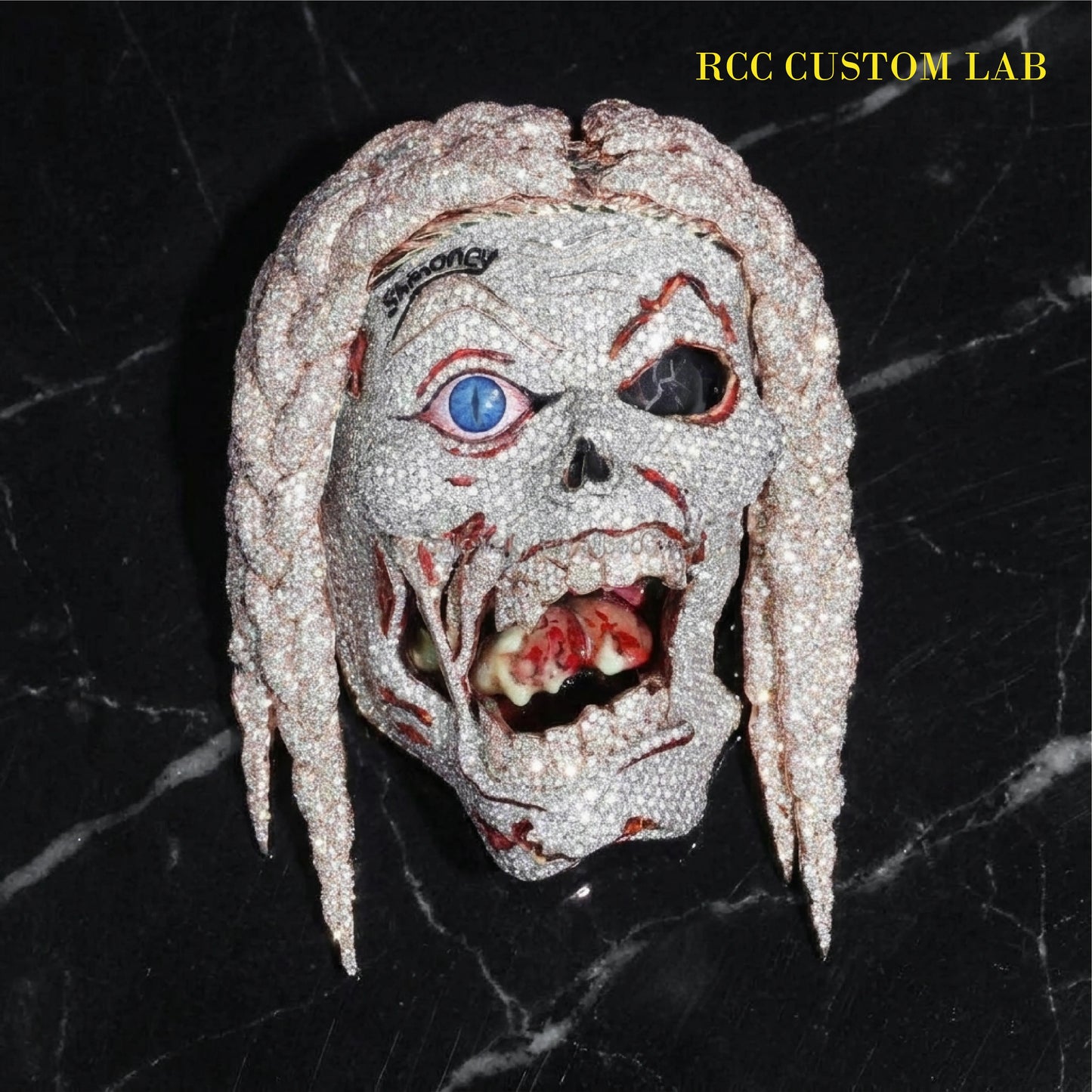 Iced Out 3D Zombie Portrait Pendant【R147】