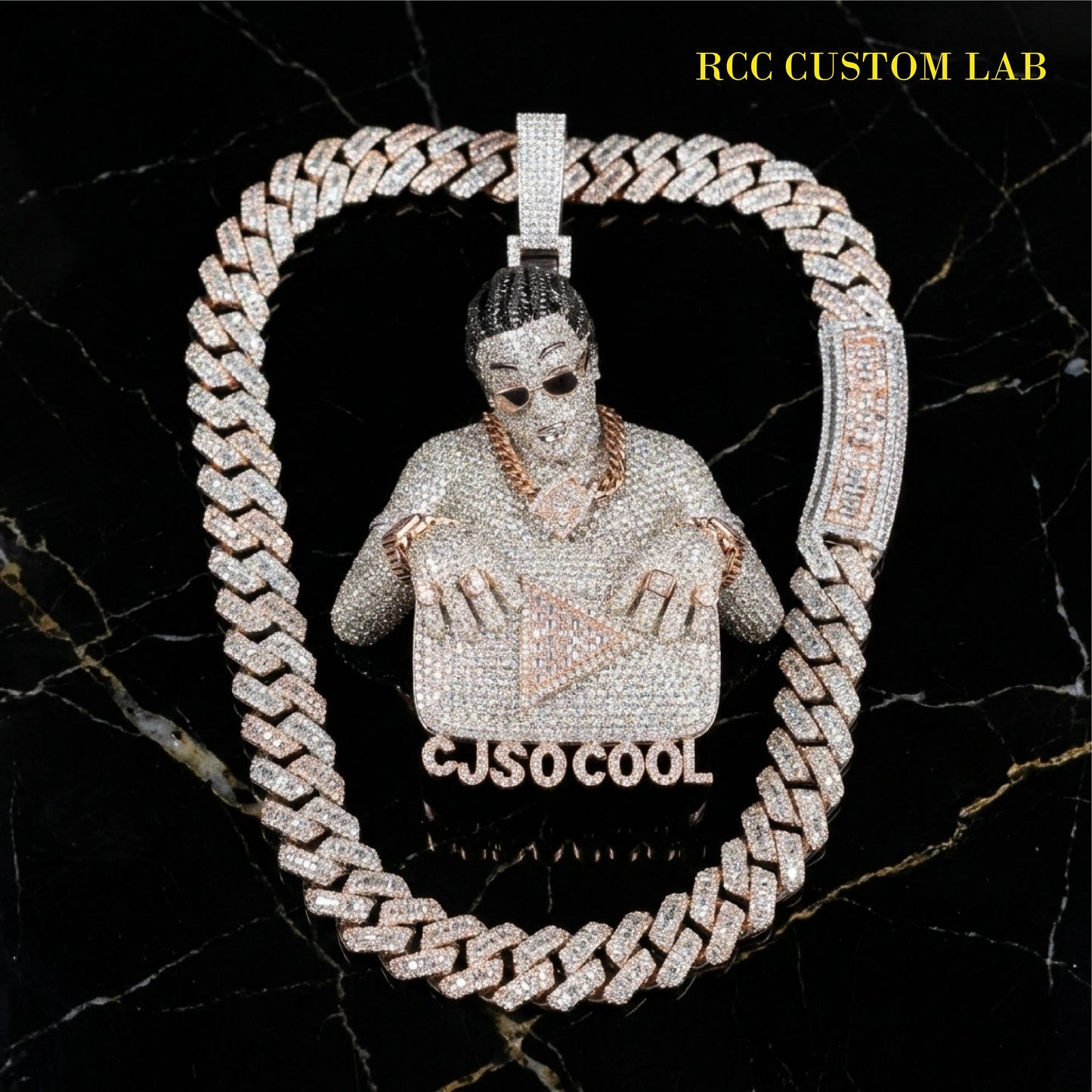Iced Out 3D Custom Portrait Pendant Set【R148】