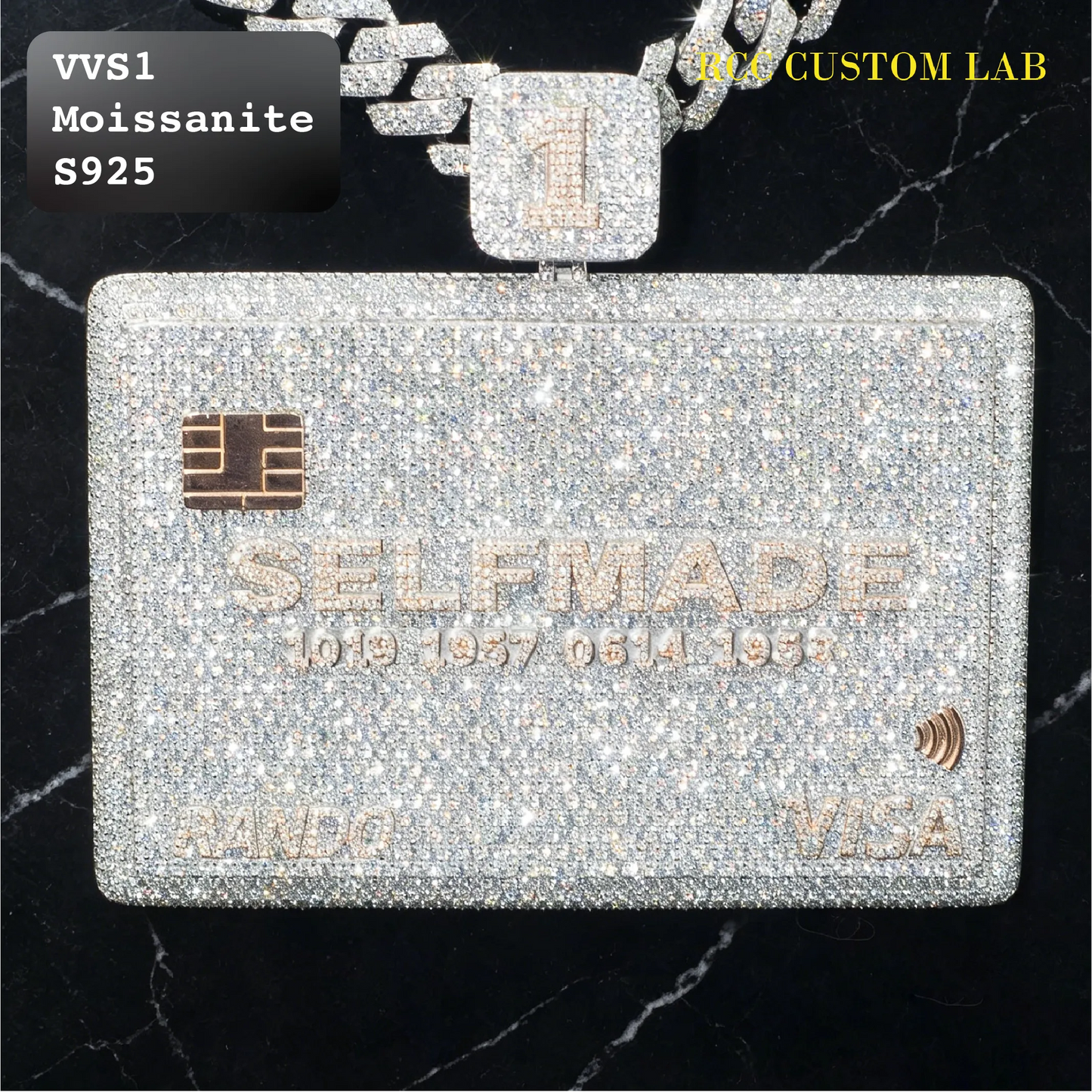 Iced Moissanite Selfmade Credit Card Pendant【R162】