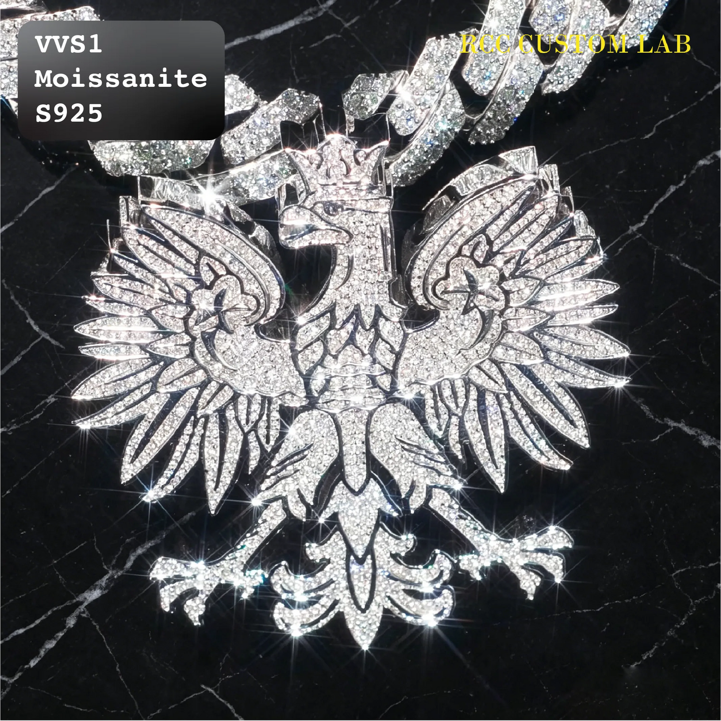 Iced Moissanite Polish Eagle Pendant【R163】