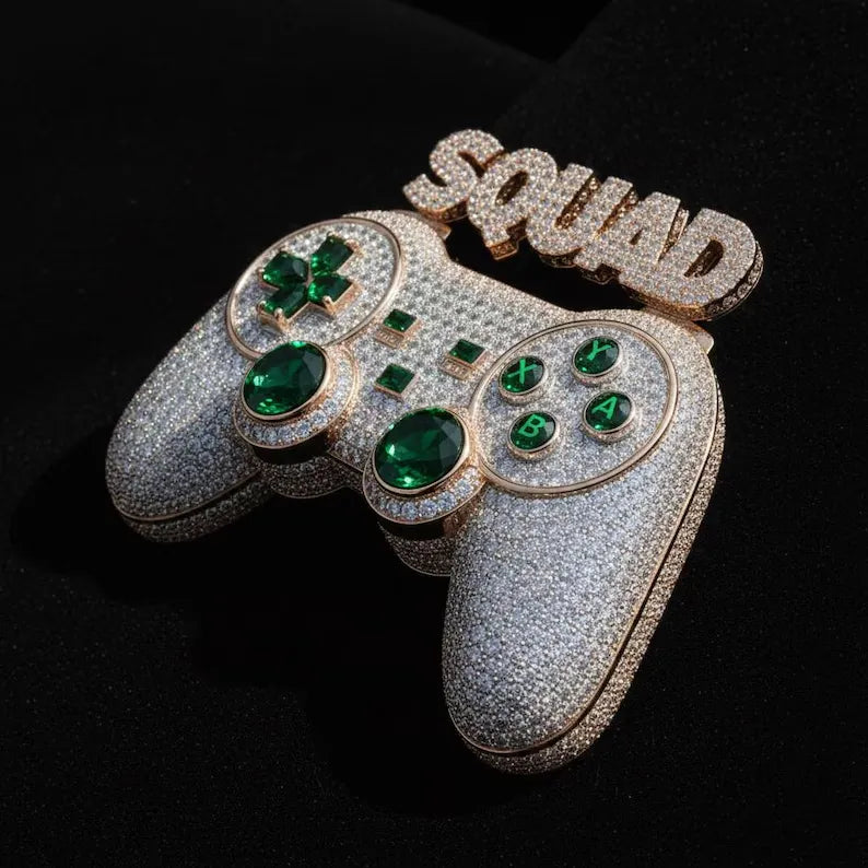 Iced Out Game Controller Custom Lettering Hip Hop Pendant【R208】