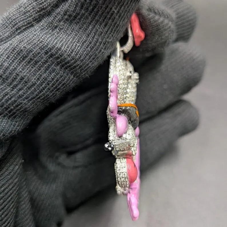 Iced Out Pink Glitch Creature Hip Hop Pendant【R218】