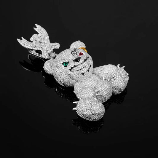 Iced Out Evil Teddy Bear Pendant【A205】