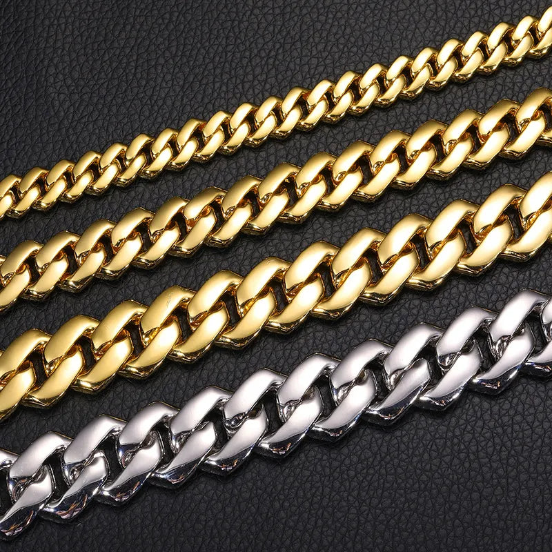 Luxury Iced Out Prong Set Moissanite Miami Cuban Chain Gold Silver【A118】