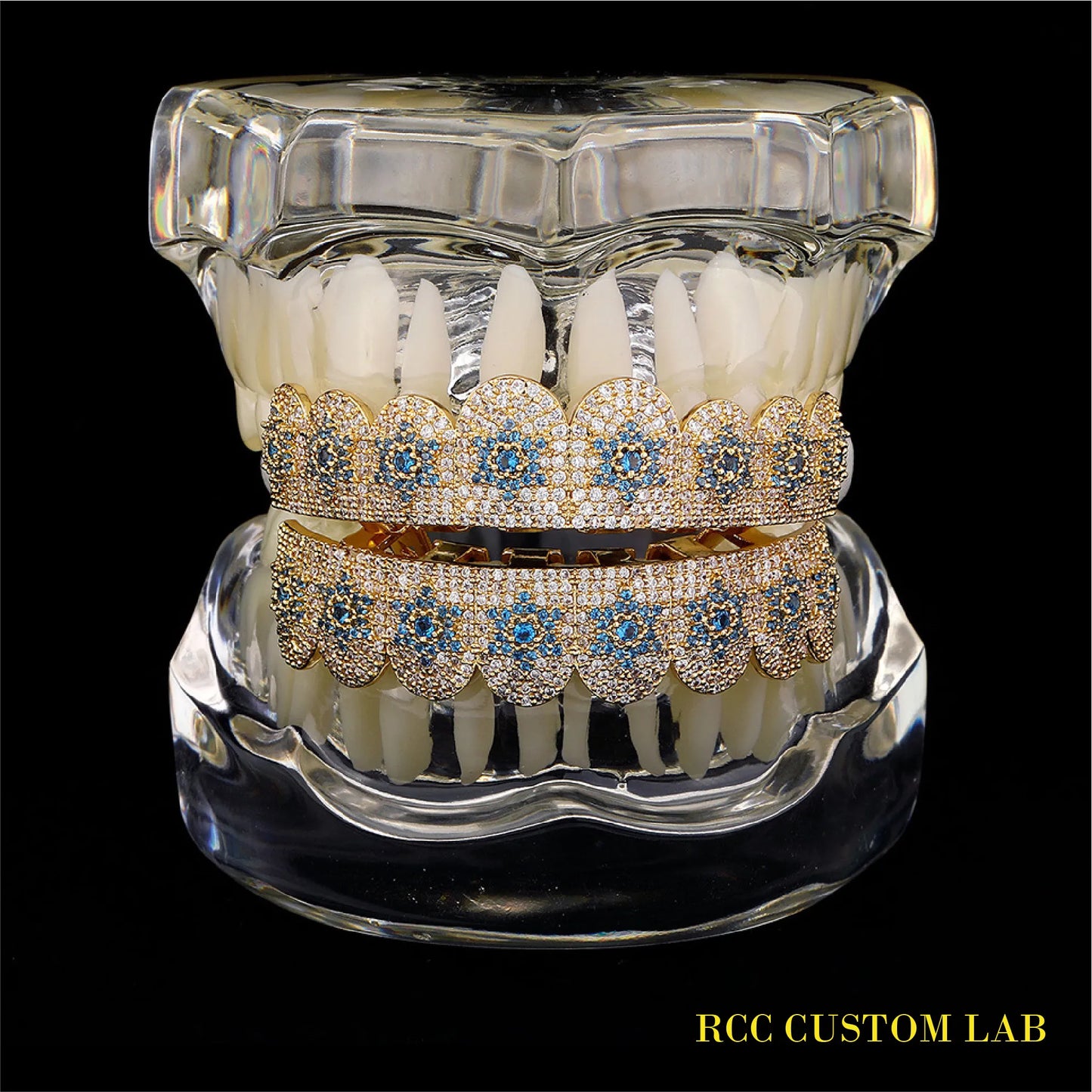 Blue Flower Pattern Grillz【G102】