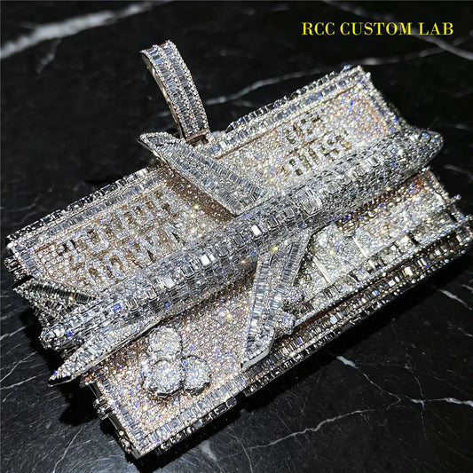 Iced Out Private Jet Boarding Pass Pendant【R111】