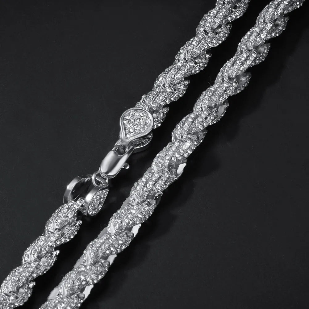 9mm Elite Iced Out Rope Chain In Gold/Silver/Rose Gold【A144】