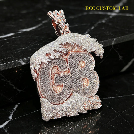 Iced Out Wave Letter Medallion【R113】