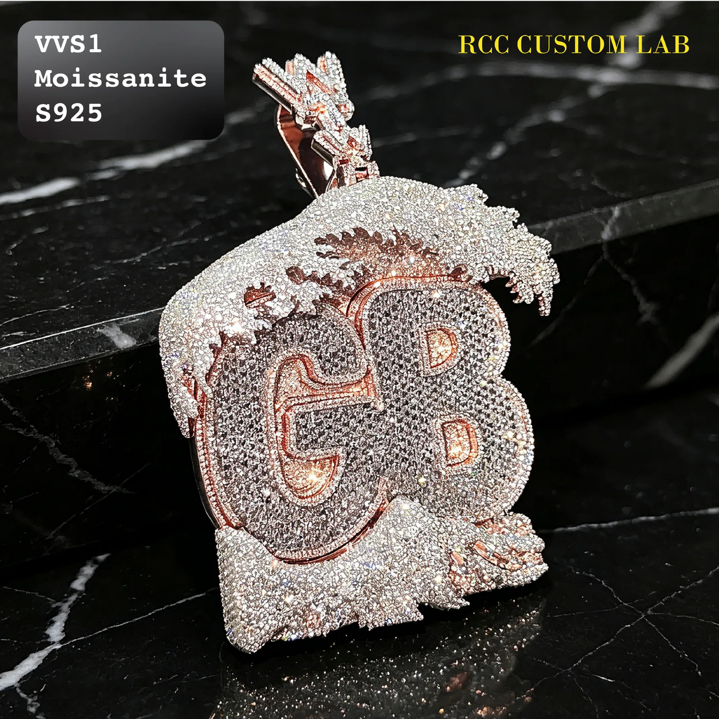 Iced Out Moissanite Wave Letter Pendant【R113】
