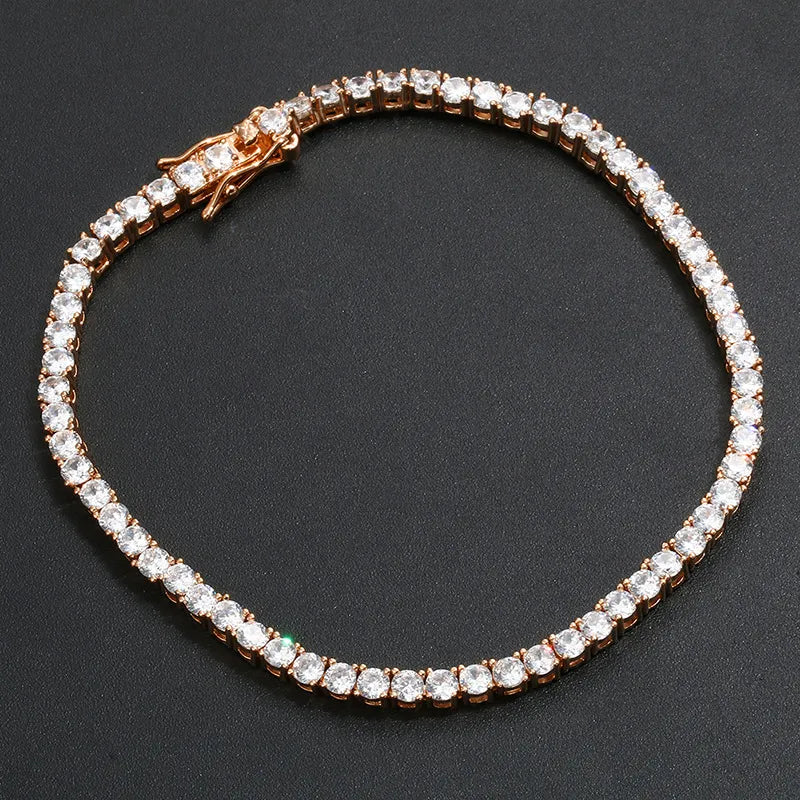 Classic Iced Out Tennis Bracelet 3mm 4mm 5mm Tri-Color【A301】