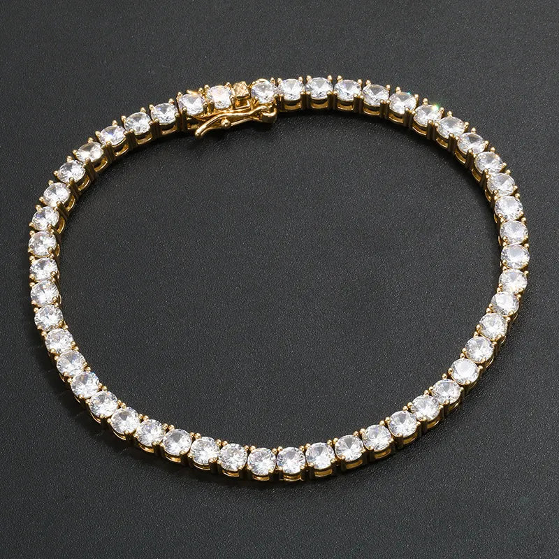 Classic Iced Out Tennis Bracelet 3mm 4mm 5mm Tri-Color【A301】