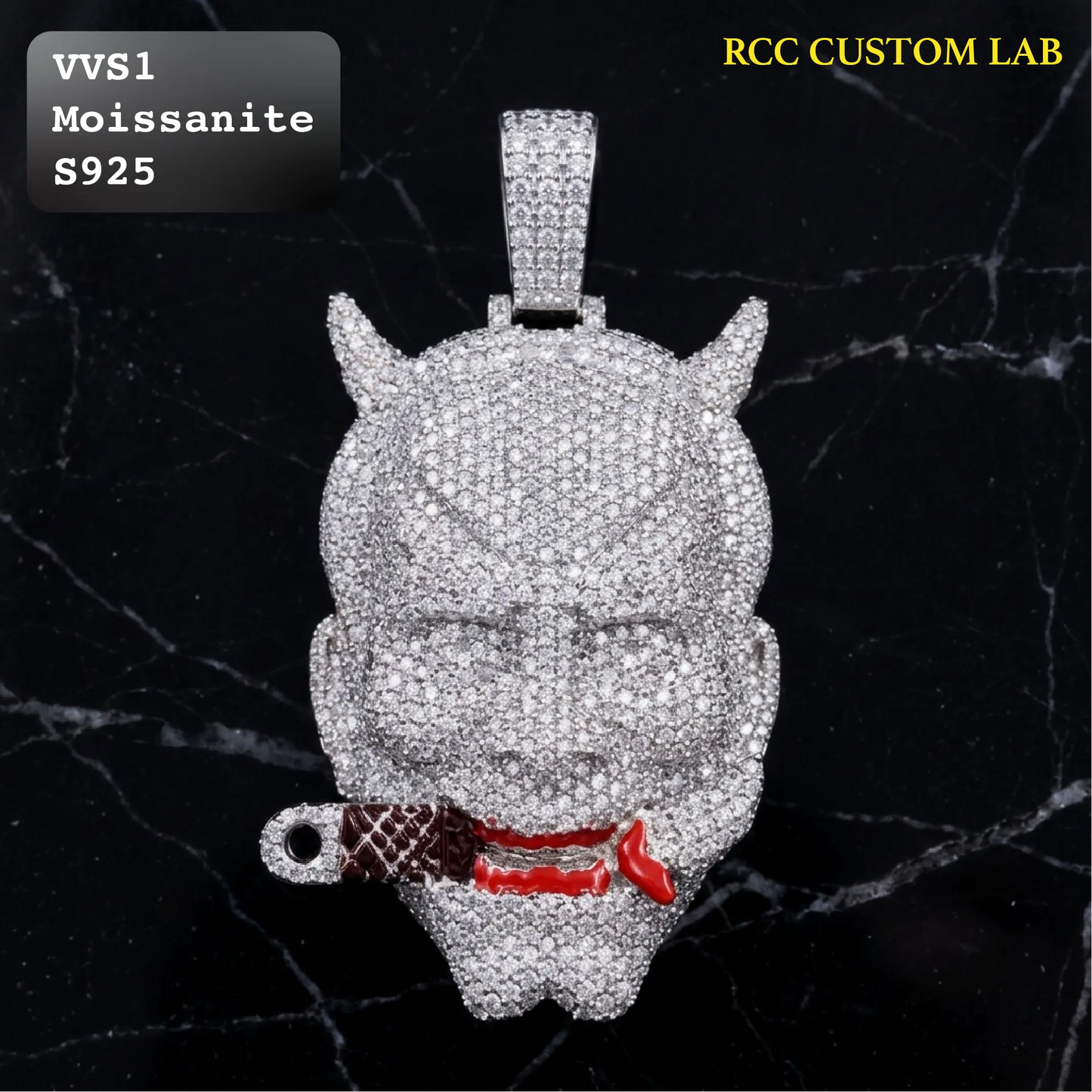 Iced Out Custom Devil Horn Mask Moissanite Hip Hop Pendant【R237】
