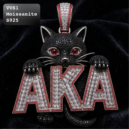 Iced Out AKA Black Cat Moissanite Hip Hop Pendant【A281】
