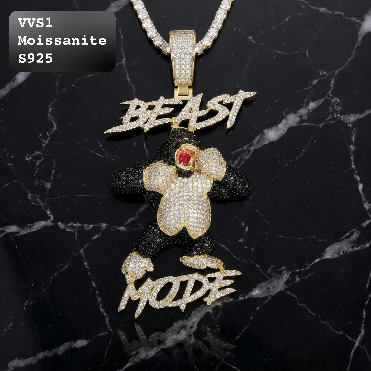 Beast Mode Gorilla Moissanite Hip Hop Pendant【A268】