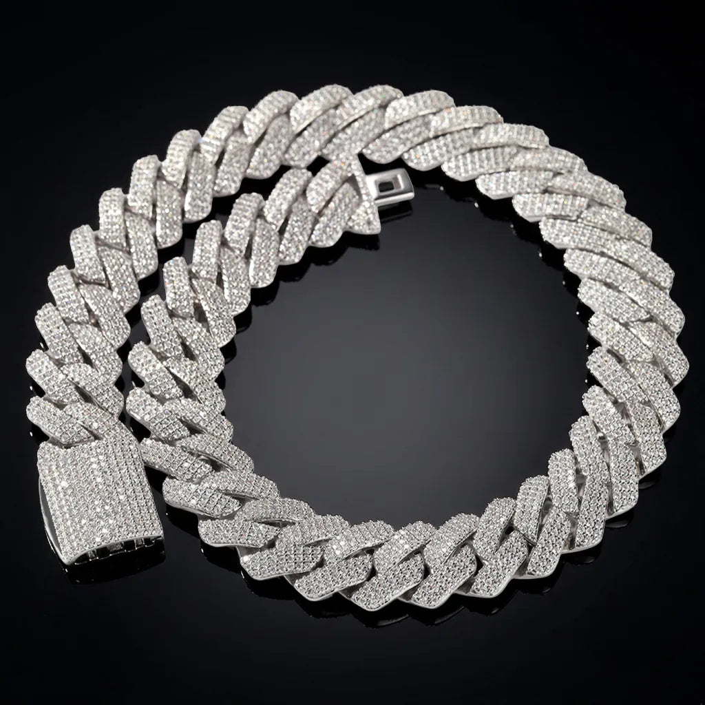 20mm Iced Out Prong Spiked Cuban Chain Gold Silver Rose【A129】