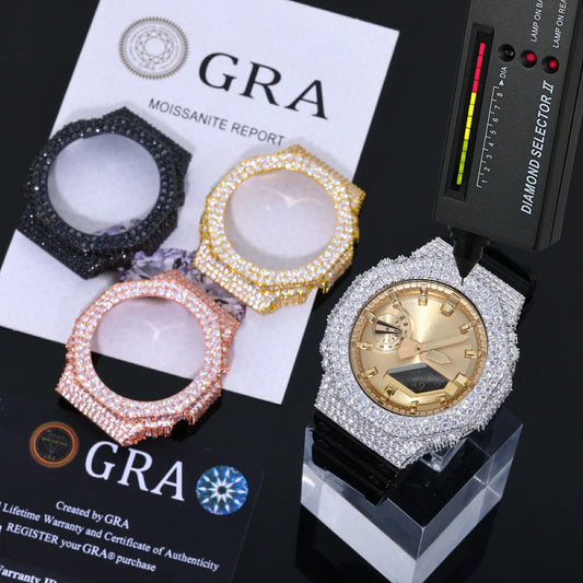 Iced Out 2 Rows Moissanite Bust Down Bezel for GA2100