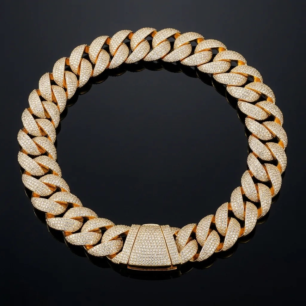 Iced Out Cuban Chain Gold Silver Rose【A127】