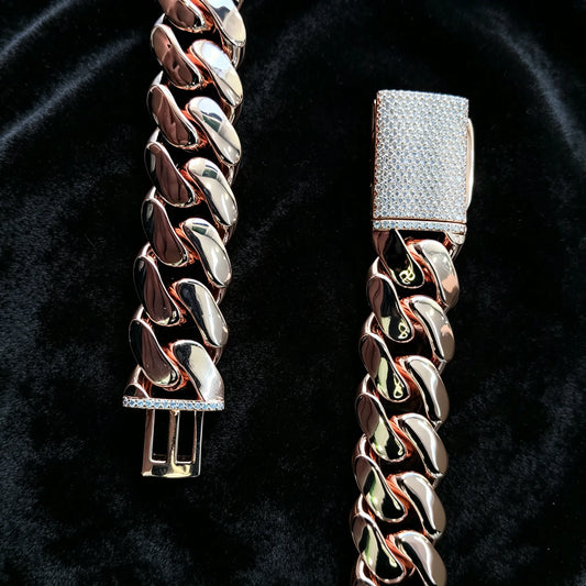 20mm Rose Gold Iced Out Cuban Chain (26")【A123】
