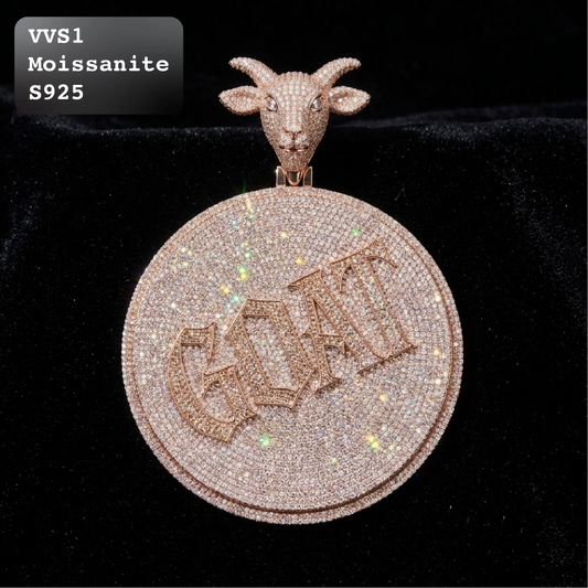 Iced Out GOAT Goat Head Moissanite Pendant in Rose Gold【A292】
