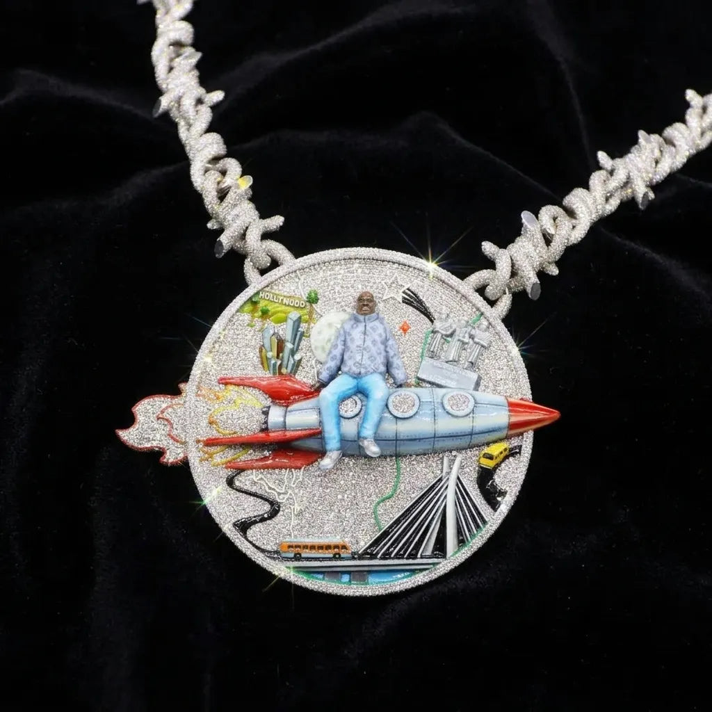 Iced Out Rocket Rider Pendant【A222】