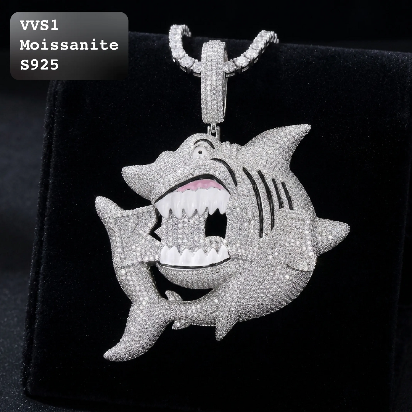 Iced Out Shark Monster Moissanite Hip Hop Pendant【A278】