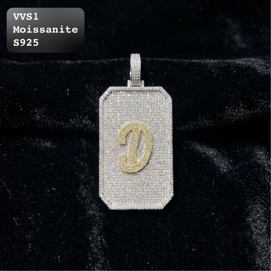 Iced Out Letter D Dog Tag Moissanite Hip Hop Pendant【A293】