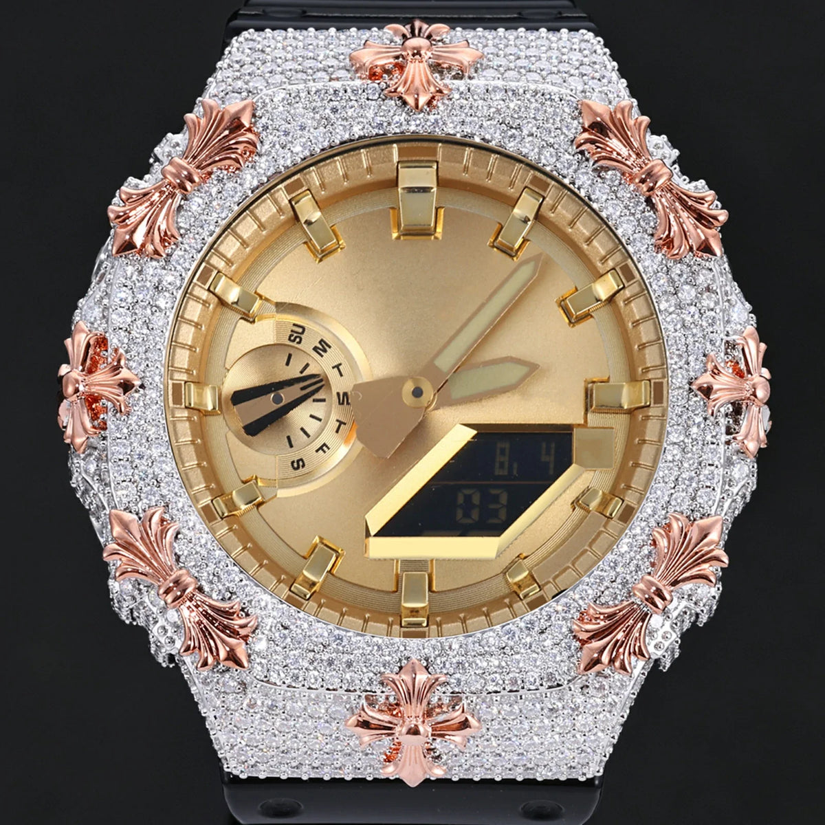 Iced Out Moissanite Cross Bust Down Bezel for GA2100