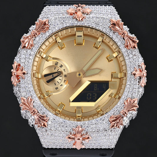 Iced Out Moissanite Cross Bust Down Bezel for GA2100