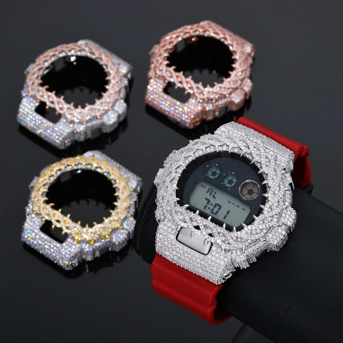 Watch Bezel & Watch Case for DW6900 - Vine Thorns Moissanite S925