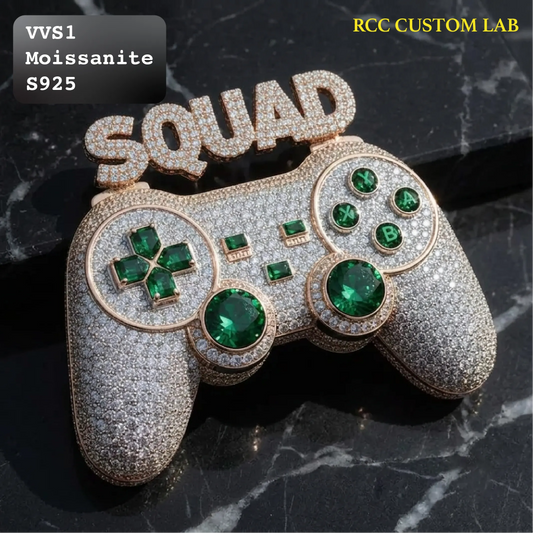 Iced Out Game Controller Custom Lettering Hip Hop Pendant【R208】