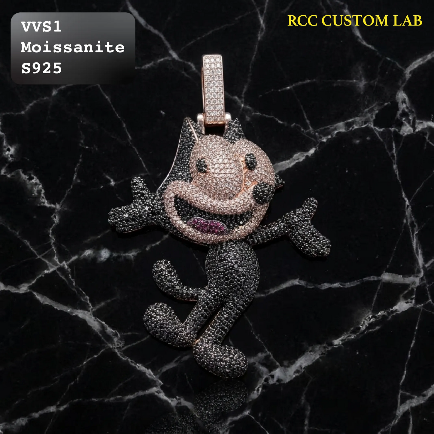 Iced Out Custom Smiling Cat Hip Hop Pendant【R217】