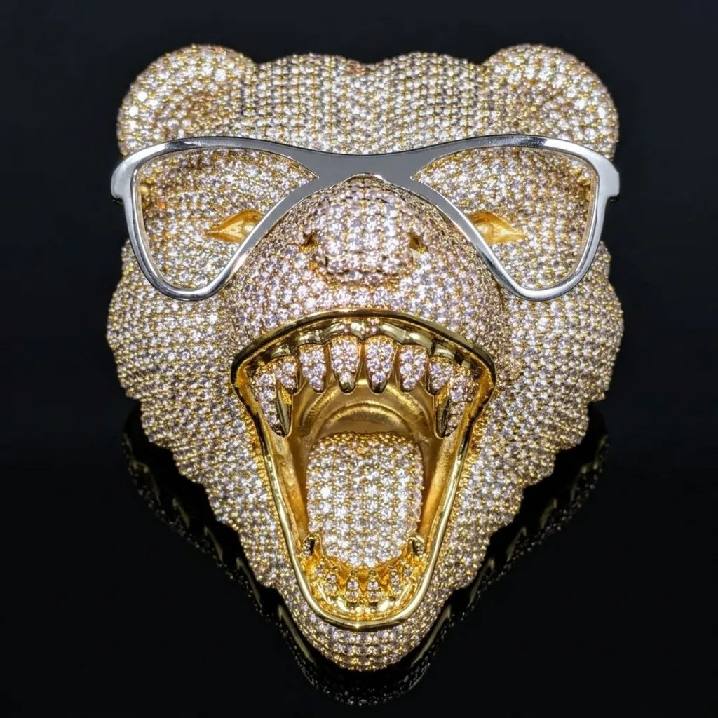 Iced Out Bear Head Statement Pendant【A221】