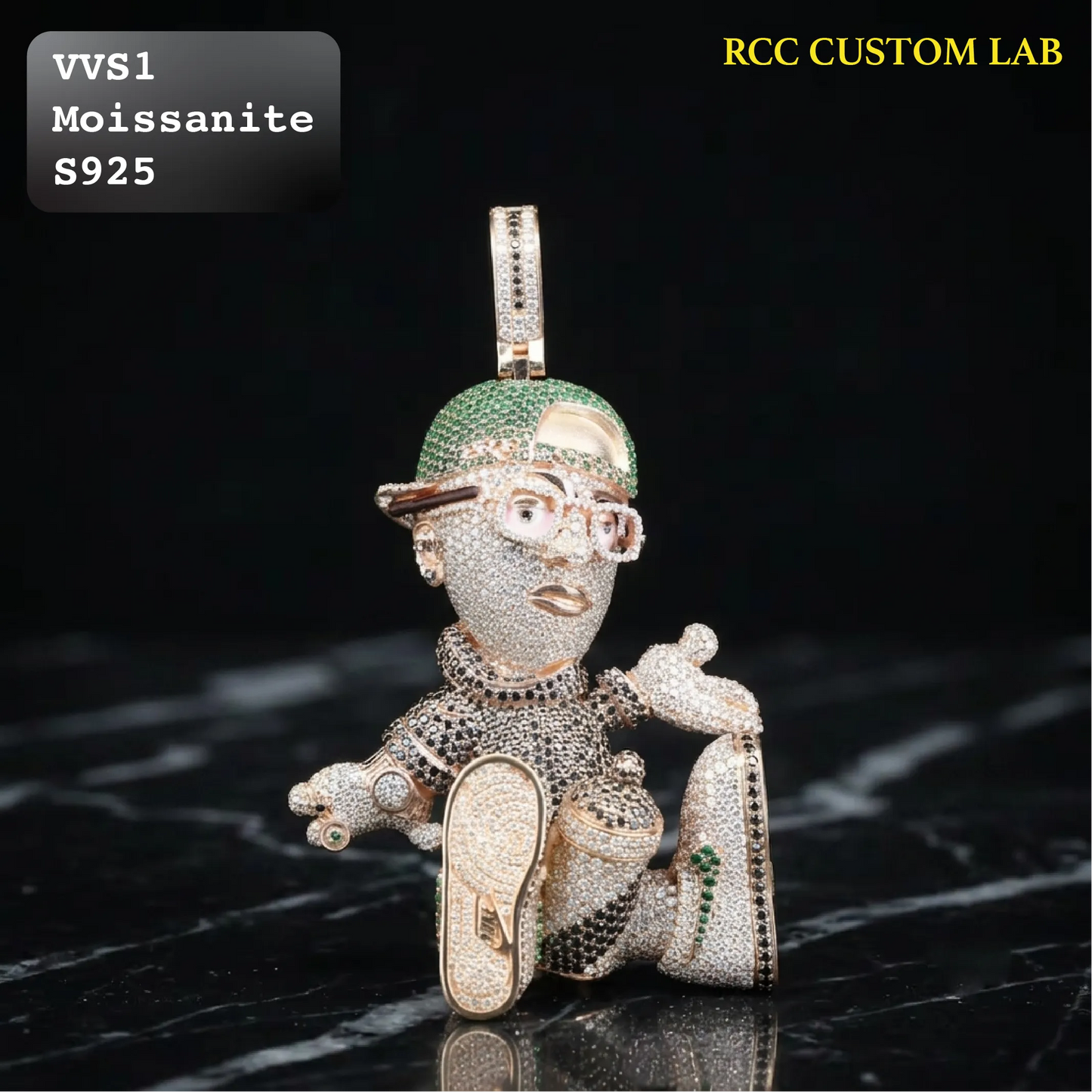 Iced Out Custom Detailed Sitting Figure Hip Hop Pendant【R210】