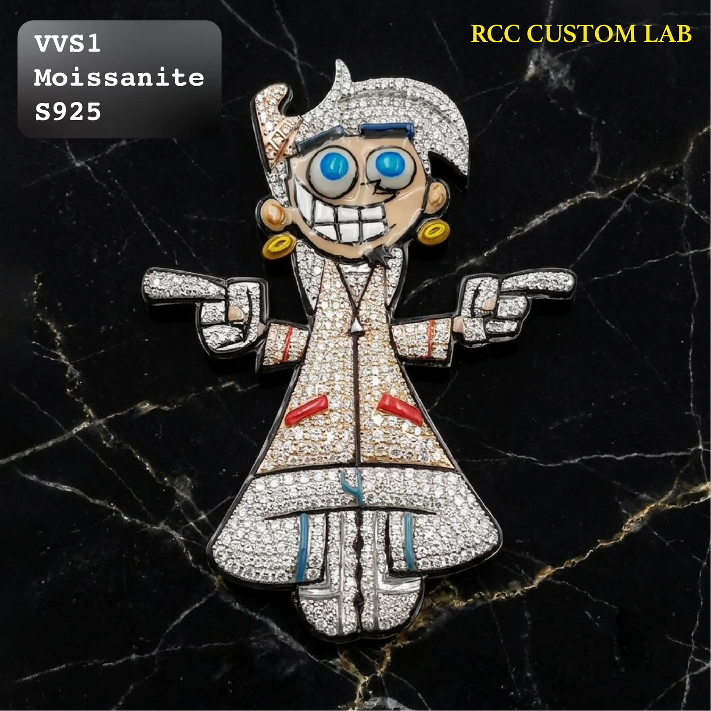 Iced Out Custom Detailed Pointing Figure Moissanite Hip Hop Pendant【R211】