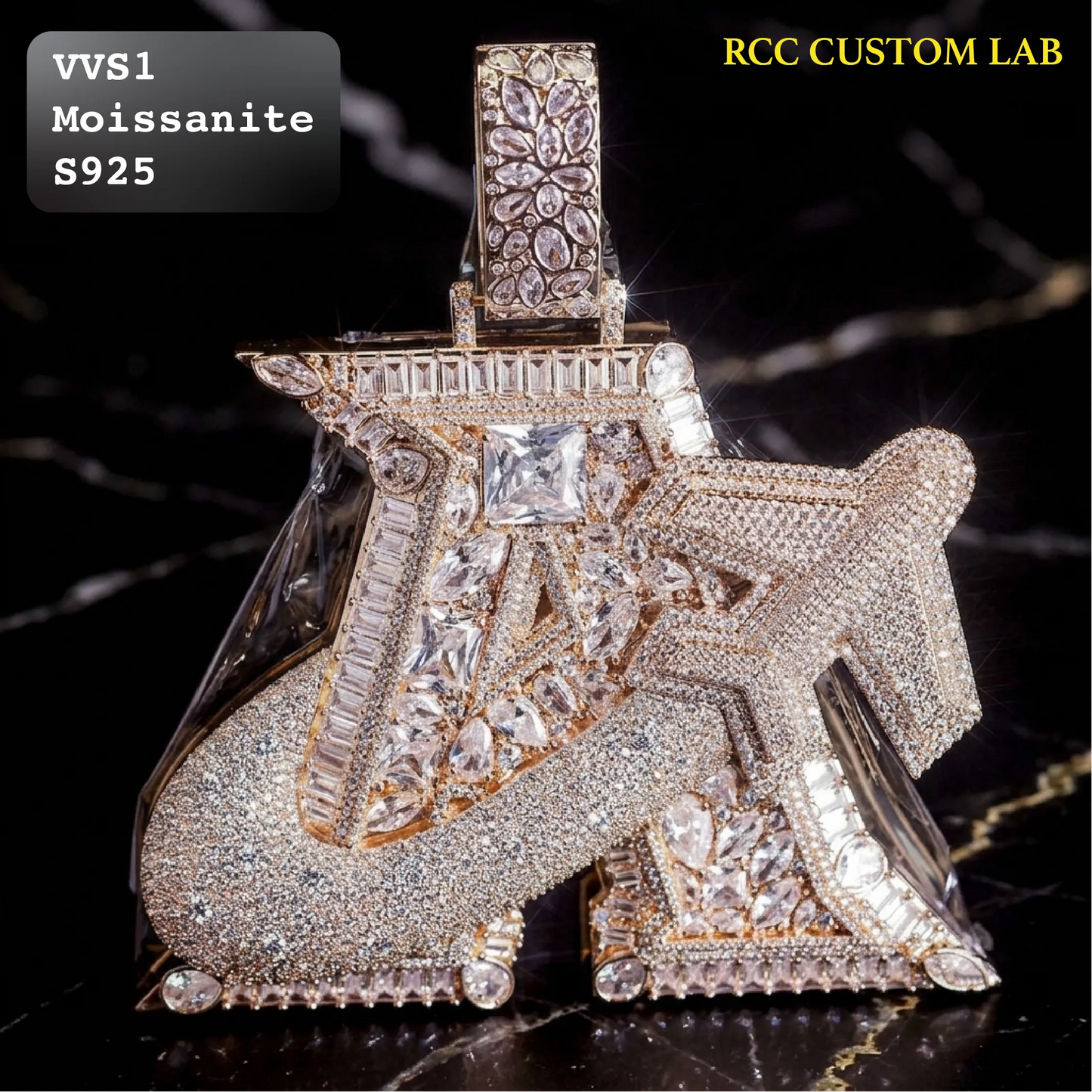 Iced Out Gold Multi Shape VVS Lettering Hip Hop Pendant【R205】