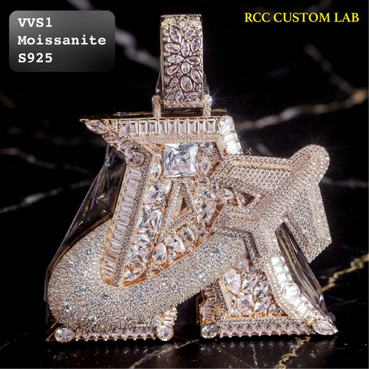 Iced Out Gold Multi Shape VVS Lettering Hip Hop Pendant【R205】