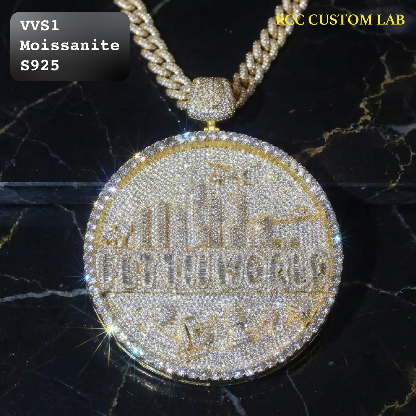 Iced Out City Skyline GET THE WORLD Moissanite Pendant【R279】