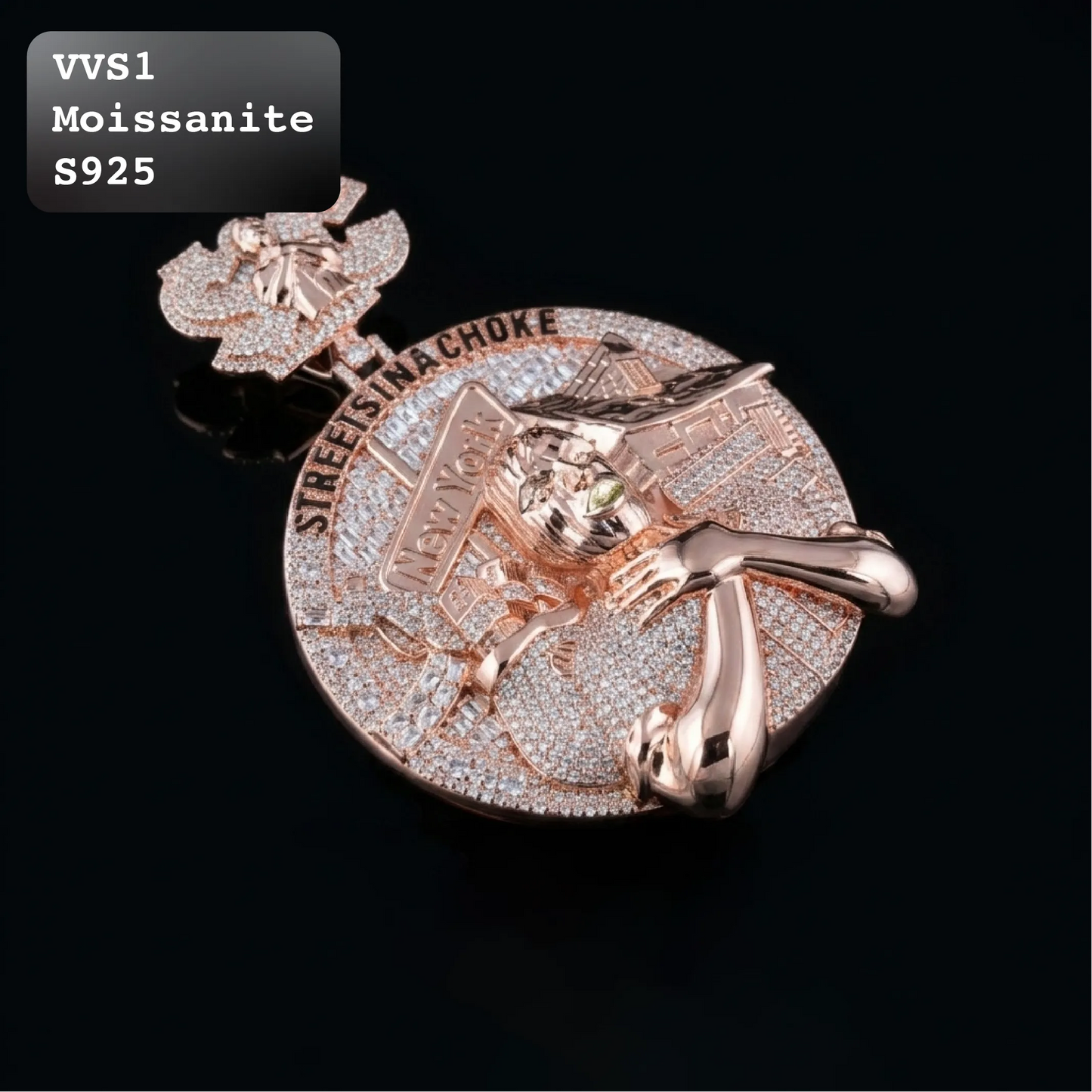 Iced Out Moissanite "Streets In A Choke" New York Pendant【A220】